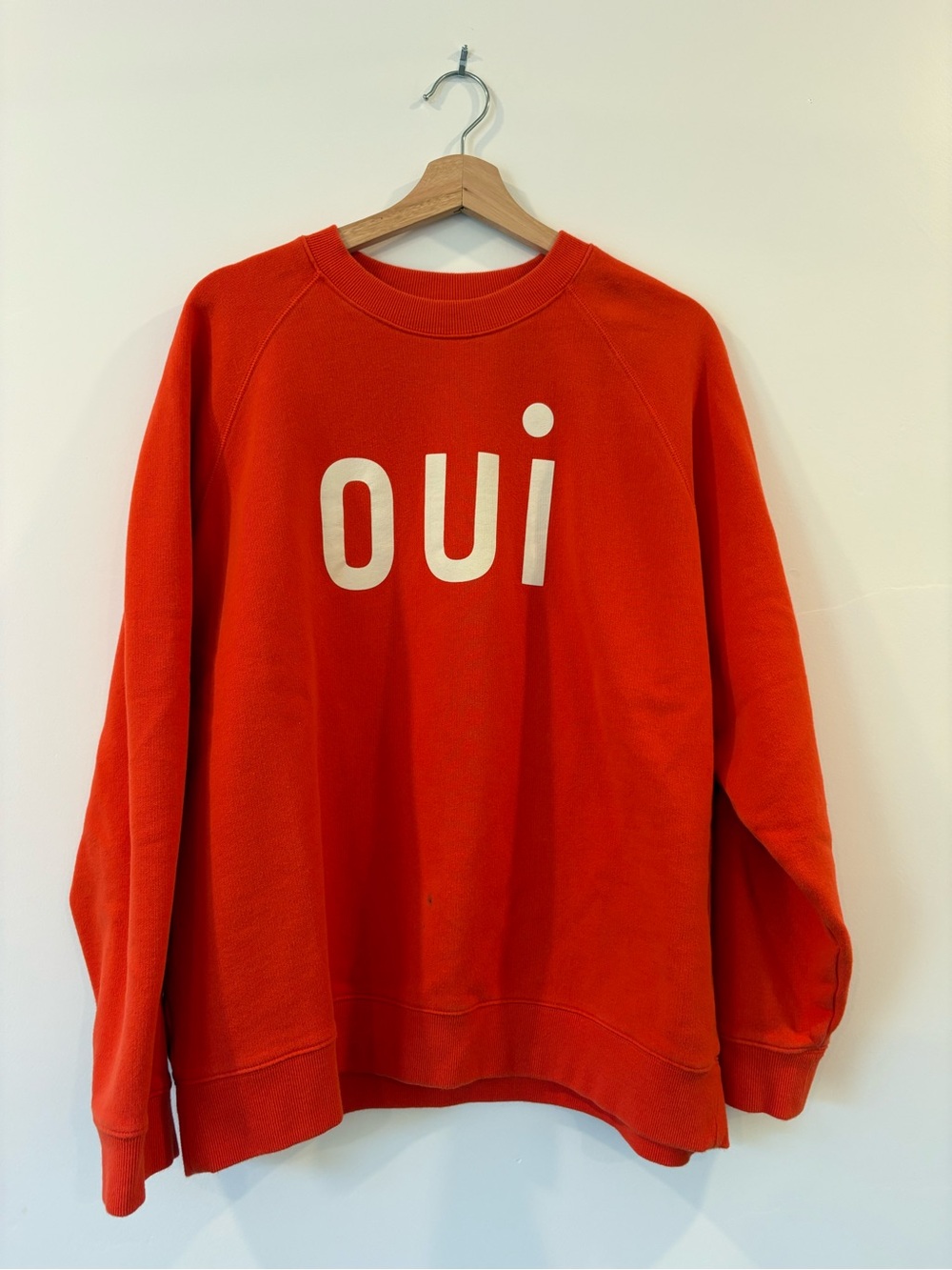 Clare V. Red 'OUI' Crewneck Sweatshirt